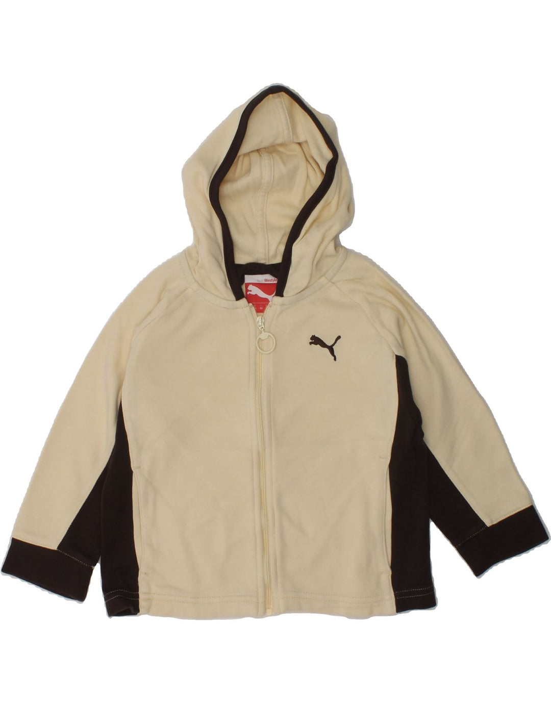 PUMA Baby Girls Zip Hoodie Sweater 9-12 Months Beige Colourblock Cotton | Vintage Puma | Thrift | Second-Hand Puma | Used Clothing | Messina Hembry 