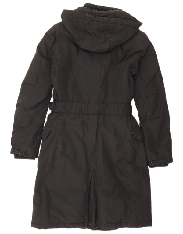 Casaco acolchoado com capuz feminino Woolrich UK 6 XS algodão preto