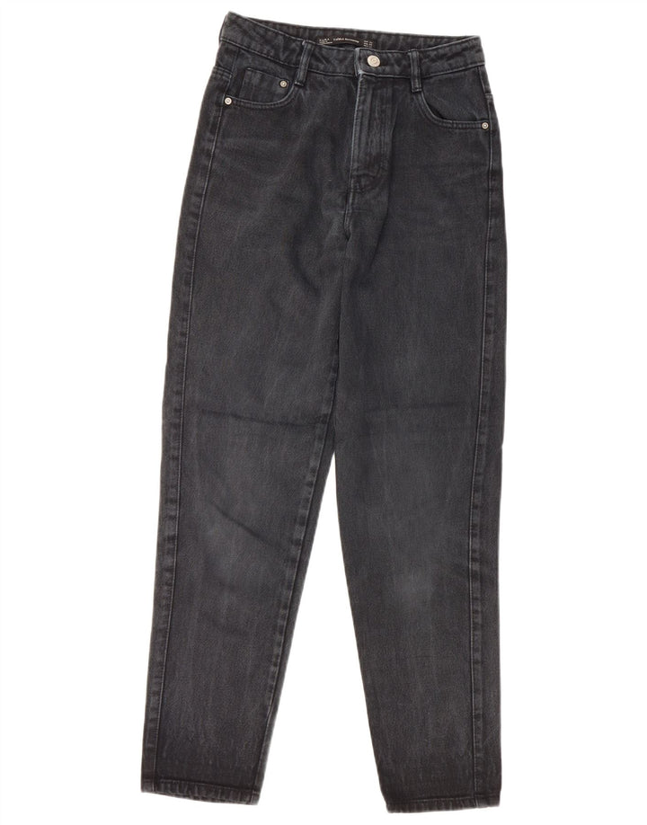 ZARA Jeans feminino de cintura alta EU 32 2XS W22 L26 preto