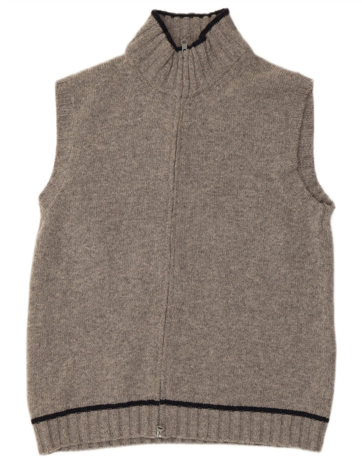 Suéter cardigã masculino sem mangas Fay IT 50 lã merino cinza médio