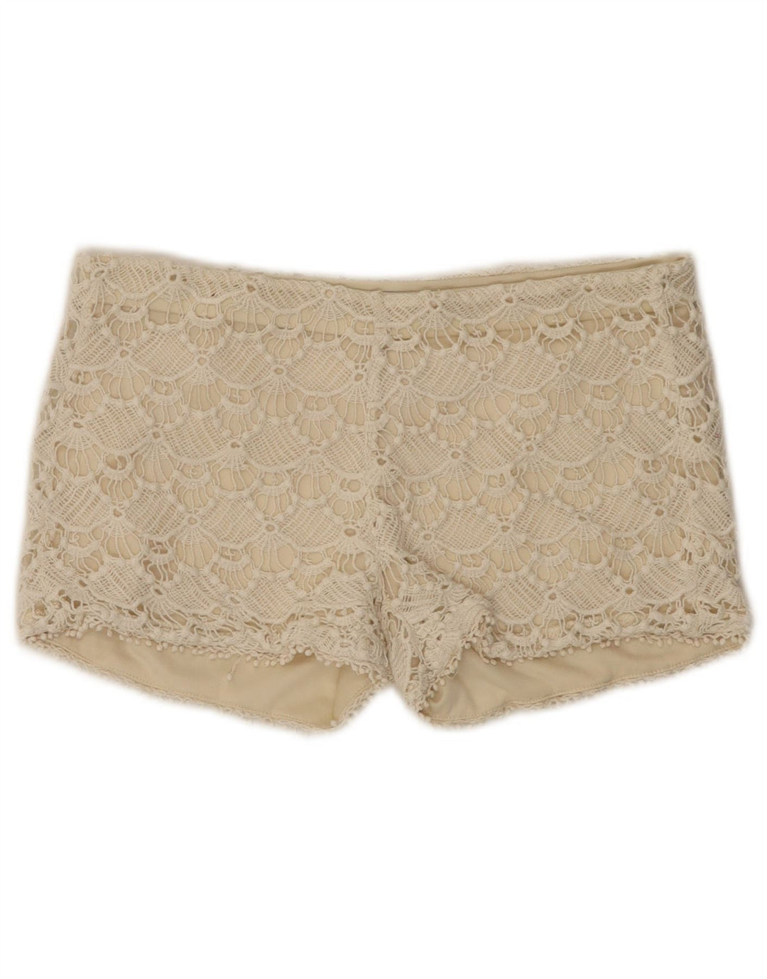 Zara Womens Lace Hot Pants Médio W28 Algodão Bege