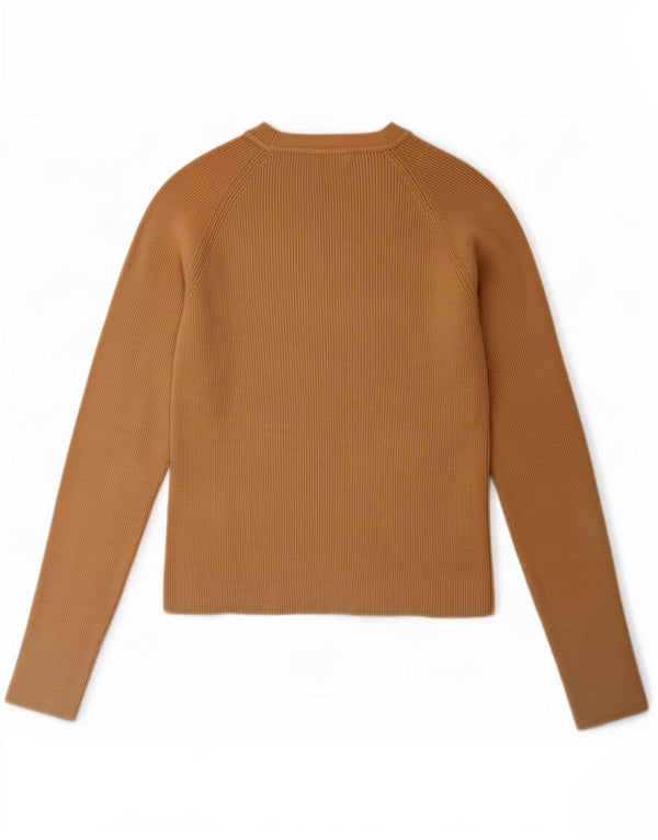 Top feminino Zara manga comprida UK 18 XL bege viscose