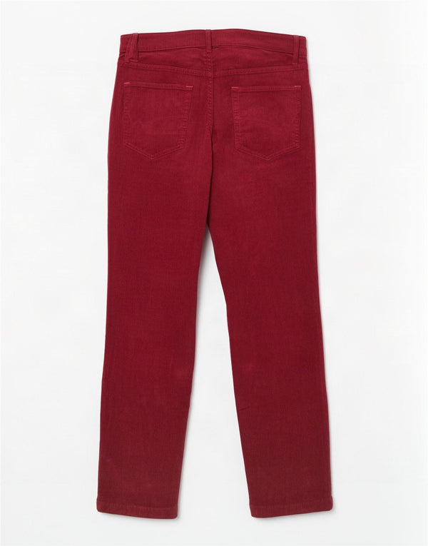Calça feminina de veludo cotelê White Stuff UK 12 médio W30 L30 vermelha