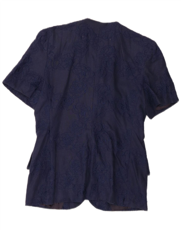 Jaqueta blazer feminina de manga curta Gai Mattiolo IT 48 XL azul marinho linho