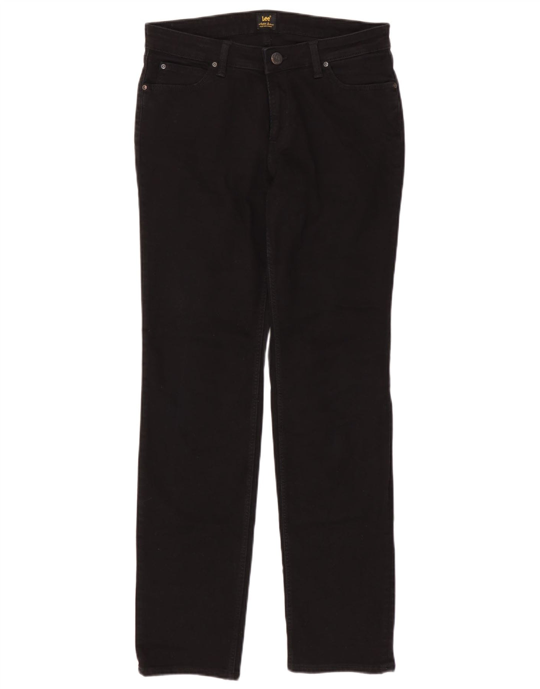 Lee Womens Marion Straight Jeans W31 L33 Algodão Preto