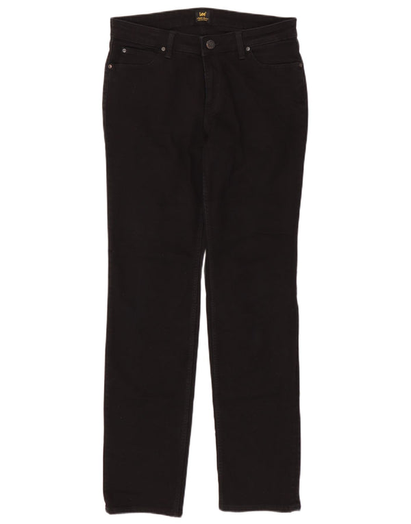 Lee Womens Marion Straight Jeans W31 L33 Algodão Preto