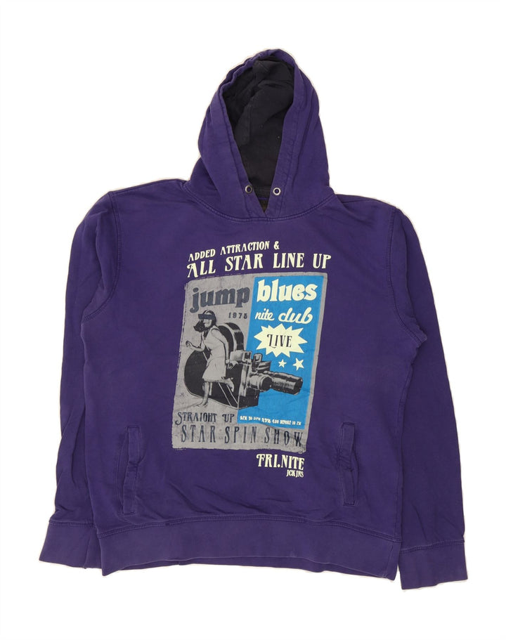 JACK & JONES Mens Graphic Hoodie Jumper XL Purple Cotton Vintage Jack & Jones and Second-Hand Jack & Jones from Messina Hembry 