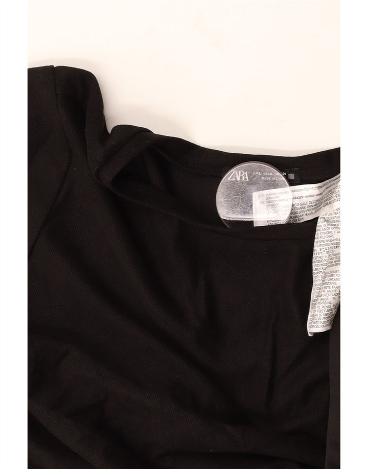 Vestido feminino ZARA A-Line UK 16 grande poliéster floral preto