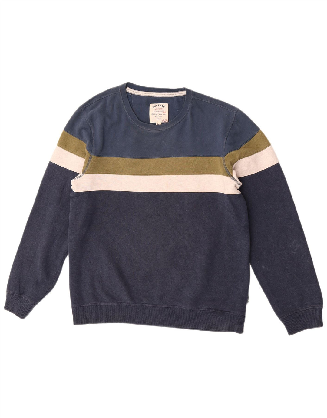 Moletom masculino Fat Face Jumper médio azul marinho algodão colorblock