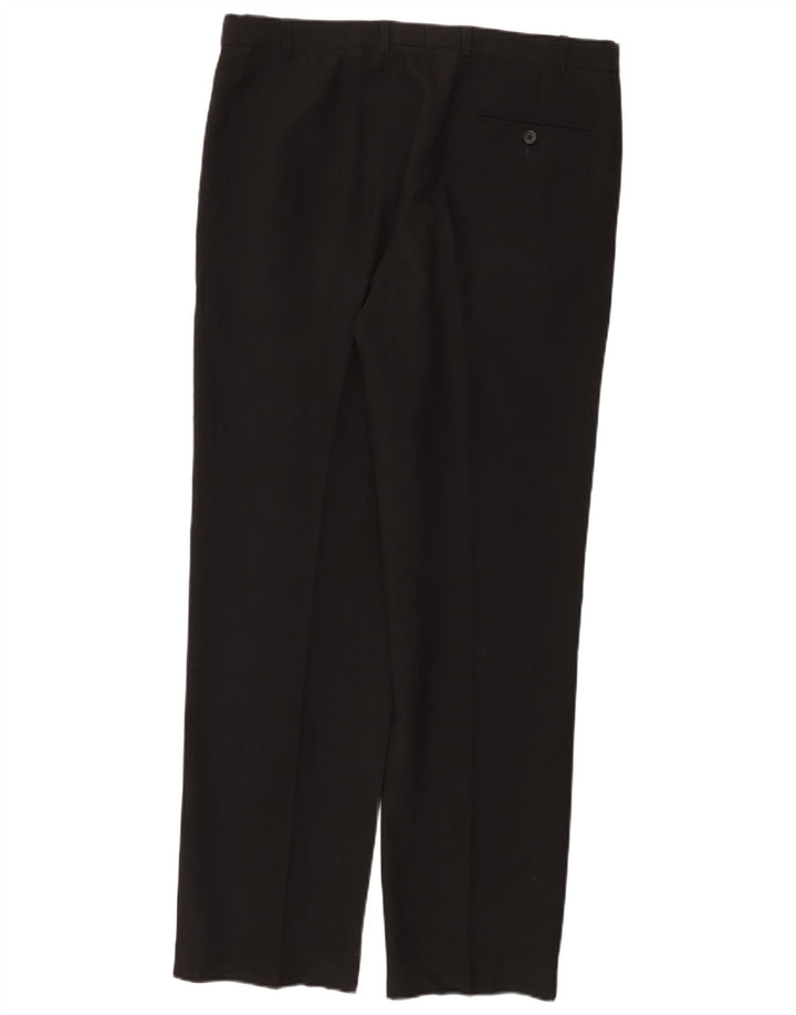 Calça masculina de ajuste regular MARKS & SPENCER W36 L33 poliéster preto