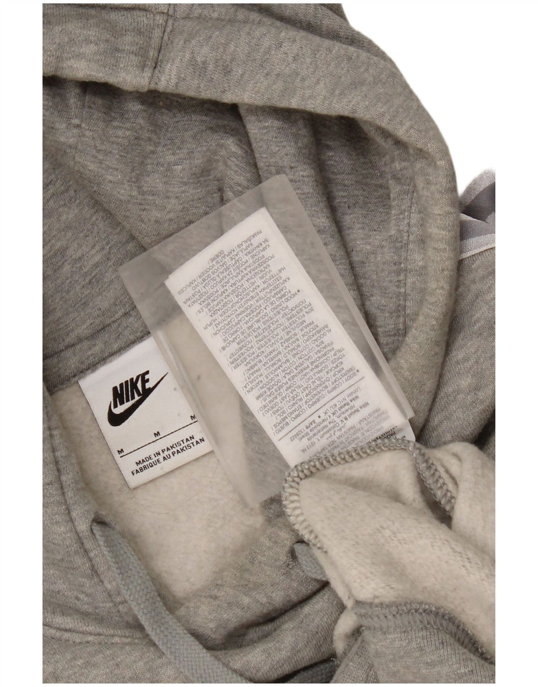 Suéter com capuz gráfico masculino Nike médio cinza algodão manchado