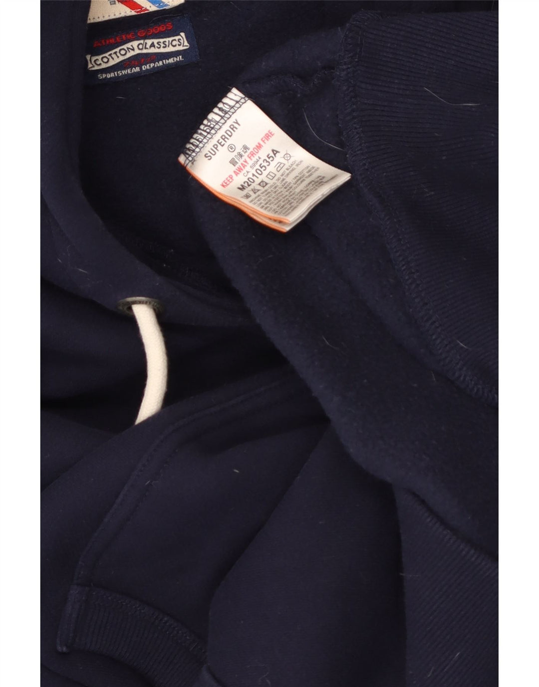 Suéter com capuz gráfico masculino Superdry 2XL algodão azul marinho