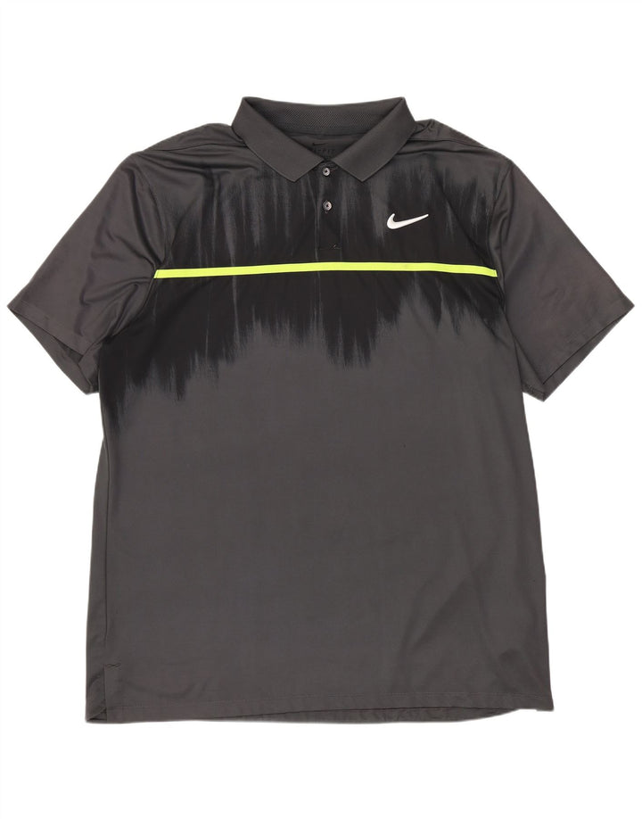 Camisa polo masculina Nike Dri Fit Standard Fit grande cinza colorblock poliéster
