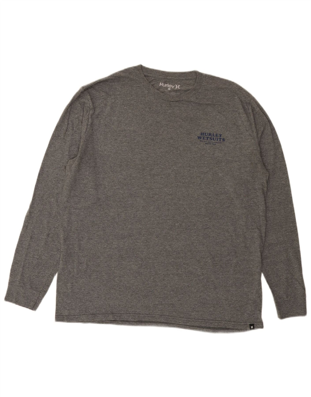 Hurley Camiseta masculina gráfica manga comprida grande algodão manchado cinza