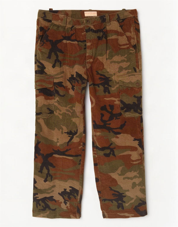 Univers Mens Cargo Corduroy Trousers W38 L31 Khaki Camouflage Cotton
