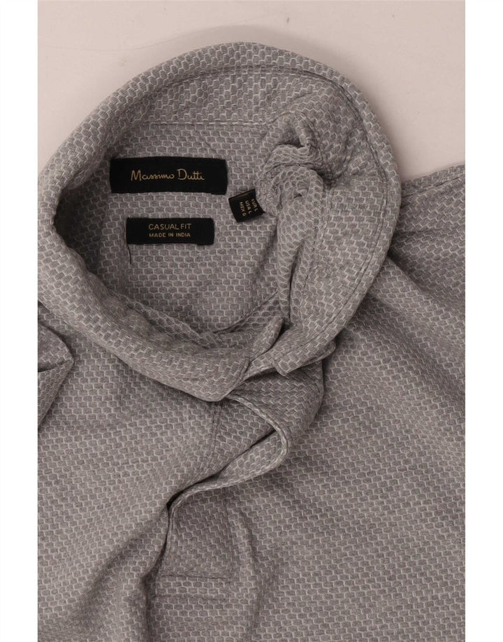 Camisa polo masculina Massimo Dutti casual fit grande cinza