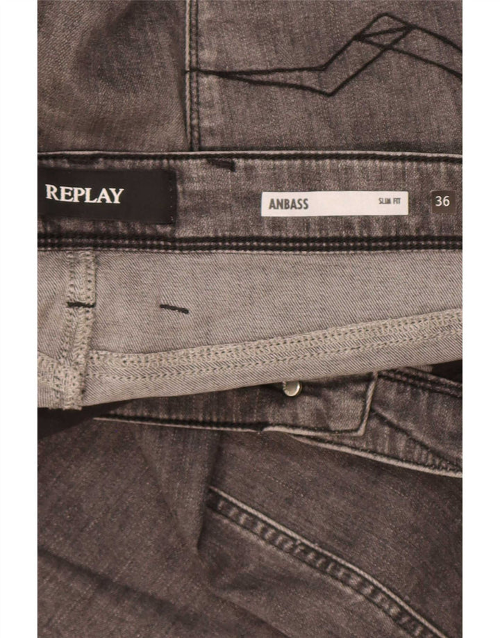 Replay Masculino Anbass Slim Jeans W36 L32 Cinza