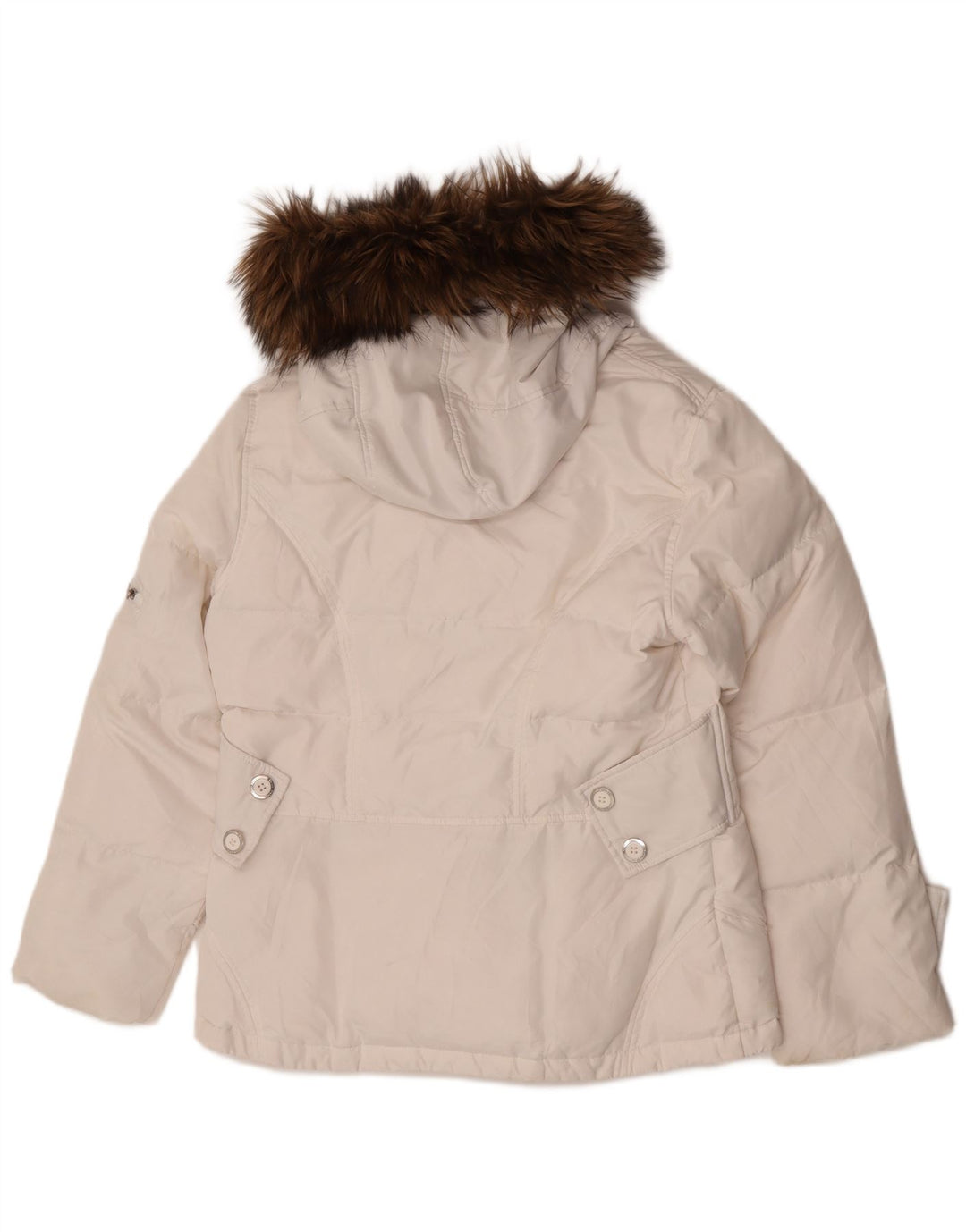 Jaqueta acolchoada com capuz feminino Calvin Klein Reino Unido 16 grande poliéster branco