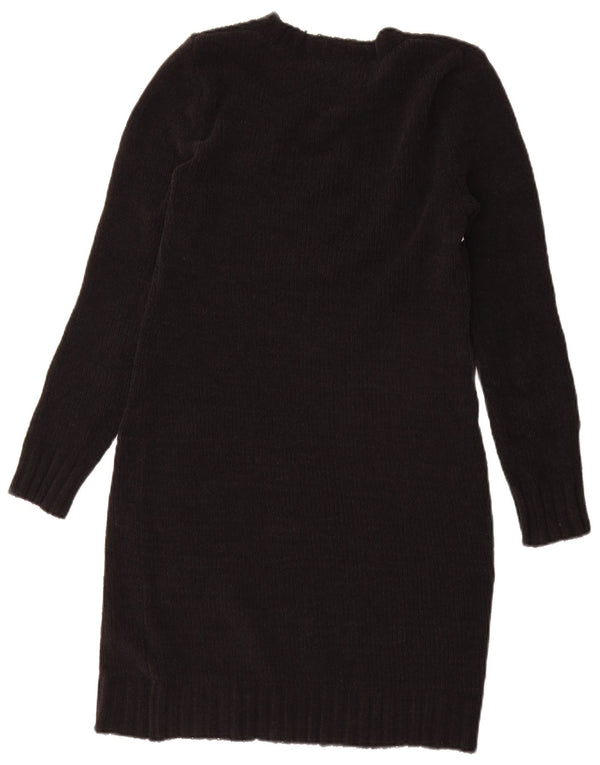 Vestido feminino Dkny com estampa de manga comprida e bloco colorido preto grande UK 16