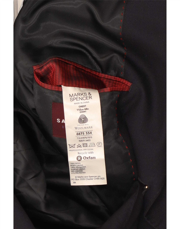 Jaqueta blazer masculina de 2 botões Marks & Spencer Reino Unido 44 XL lã azul marinho