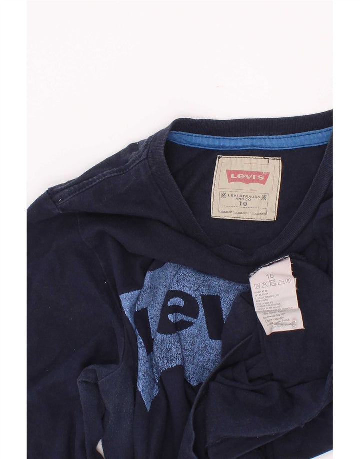 Top gráfico Levi's Boys manga comprida 9-10 anos azul marinho algodão