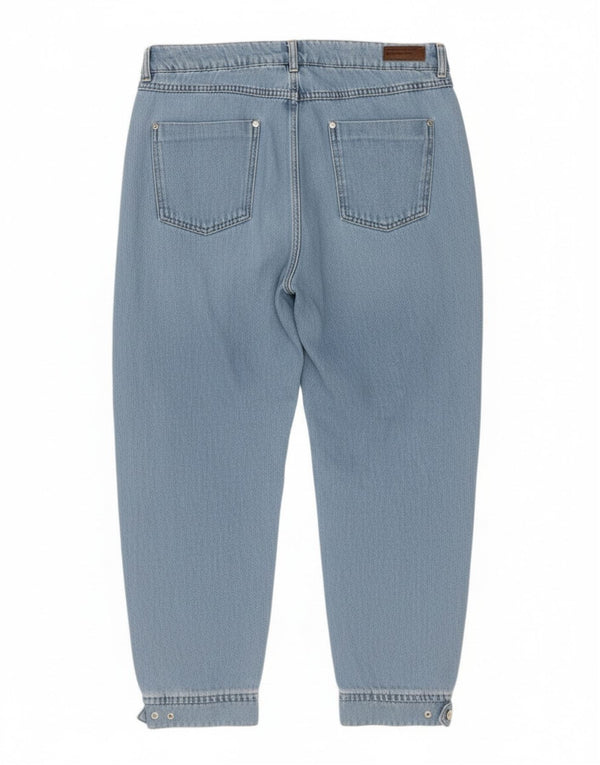 Calça jeans feminina de cintura alta Benetton W31 L27 algodão azul