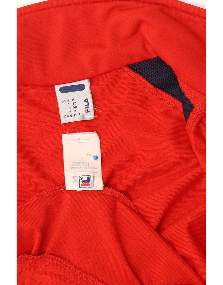 Fila Mens Tracksuit Top Jacket Medium Red Colourblock Poliéster