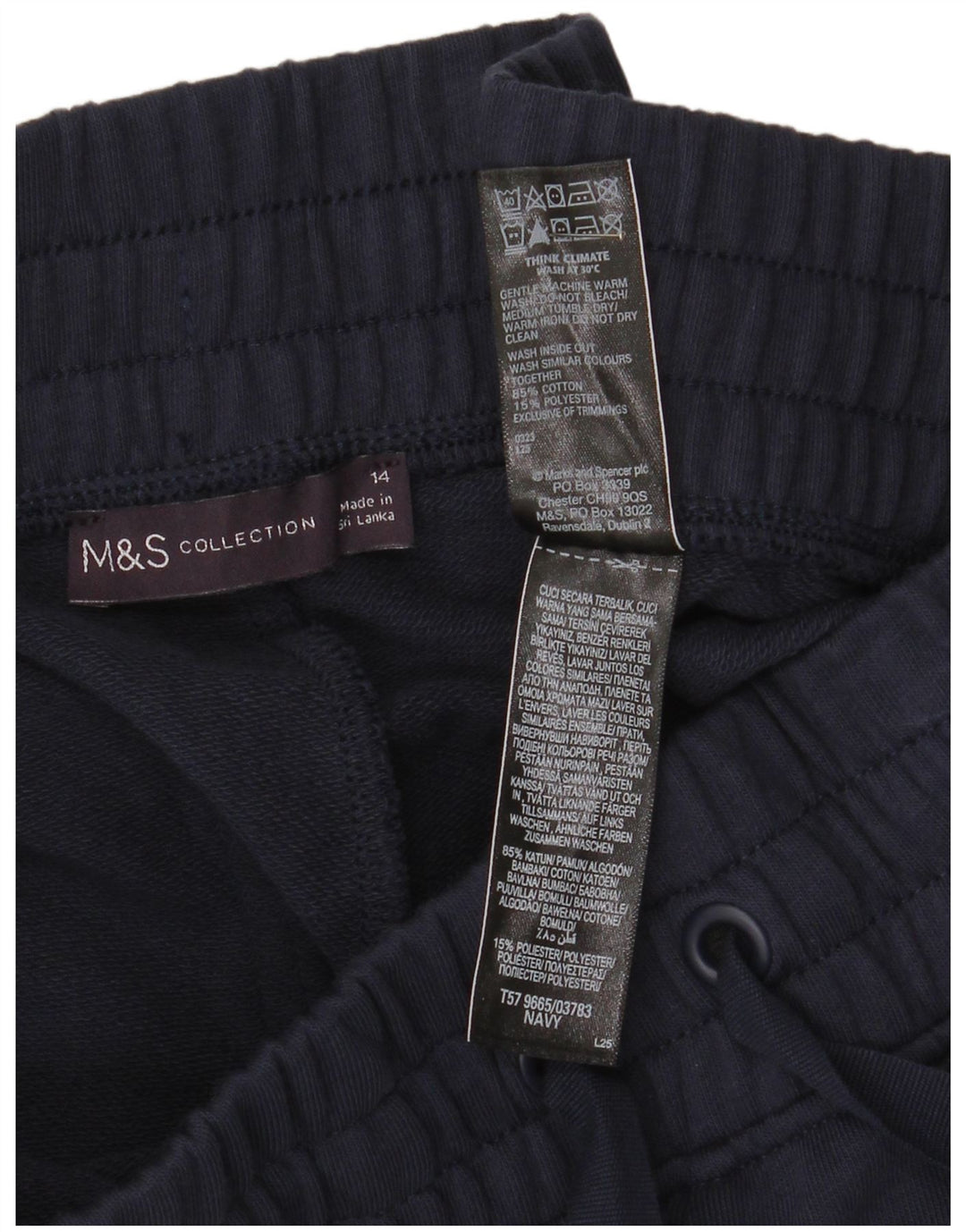 Shorts esportivos femininos Marks & Spencer Reino Unido 14 grande algodão azul marinho