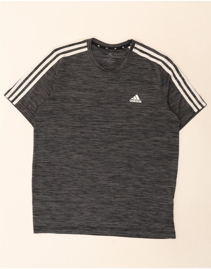 Camiseta masculina Adidas Aeroready Top cinza médio poliéster manchado