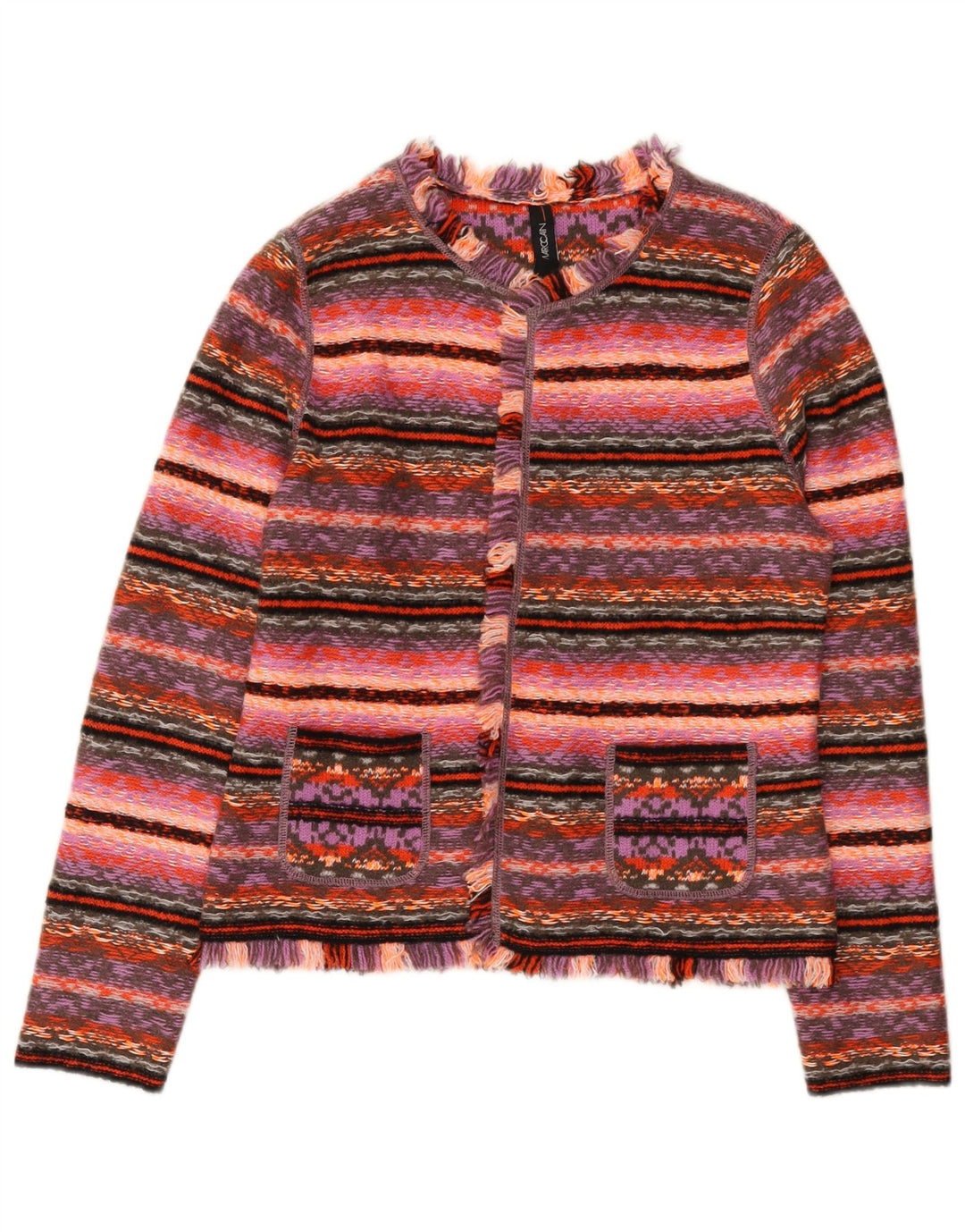 Suéter cardigã feminino Marccain EUA 2 XS lã geométrica rosa