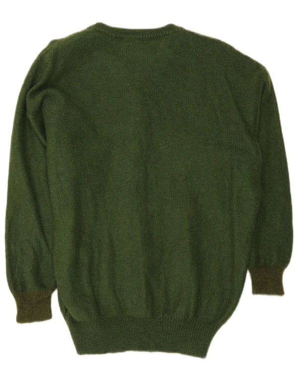 Suéter cardigã feminino vintage com estampa oversized Reino Unido 14 floral verde médio