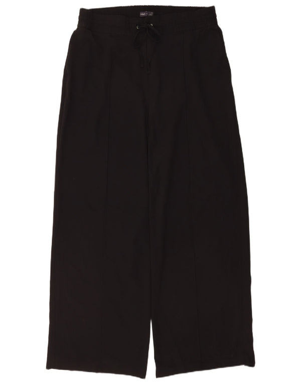 Marks & Spencer Womens Wide Leg Trousers UK 16 Large W34 L32 Black