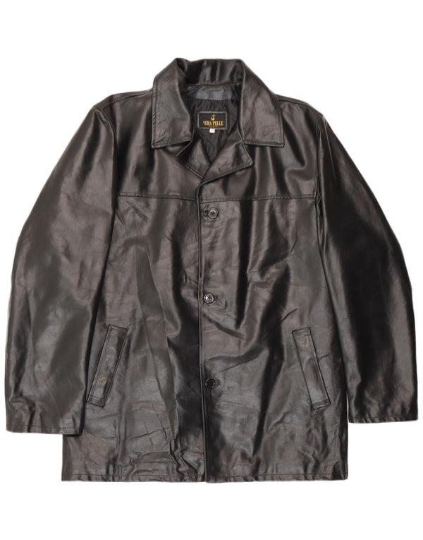 Jaqueta de couro masculina vintage IT 52 XL couro preto
