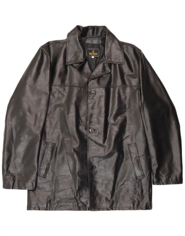 Jaqueta de couro masculina vintage IT 52 XL couro preto