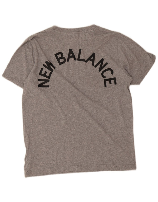Camiseta gráfica masculina New Balance grande algodão manchado cinza