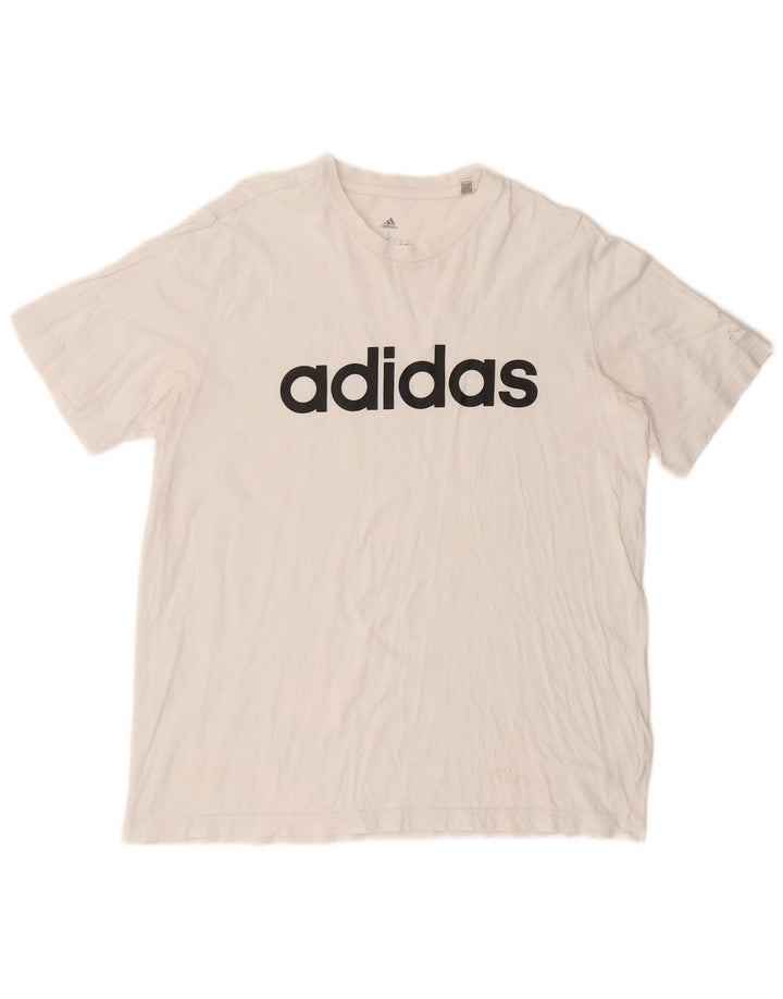 ADIDAS Mens Graphic T-Shirt Top Grande Algodão Branco
