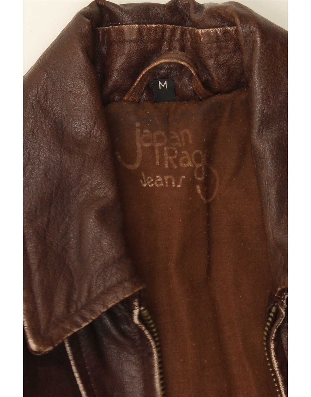Jaqueta de couro masculina vintage UK 38 patchwork marrom médio