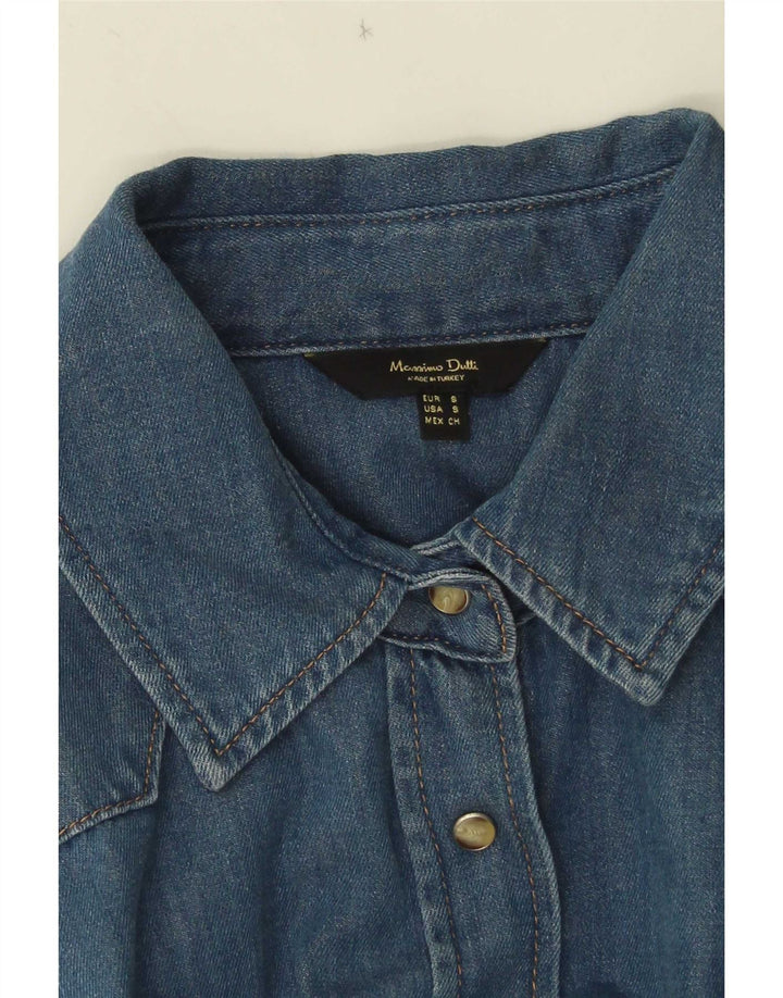 Camisa jeans feminina Massimo Dutti Reino Unido 10 pequena azul