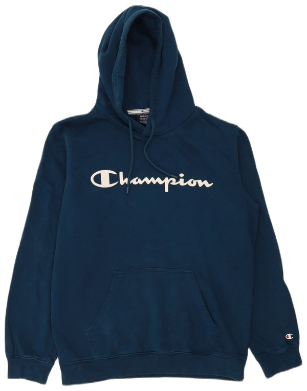 Jumper com capuz gráfico masculino Champion médio azul marinho algodão