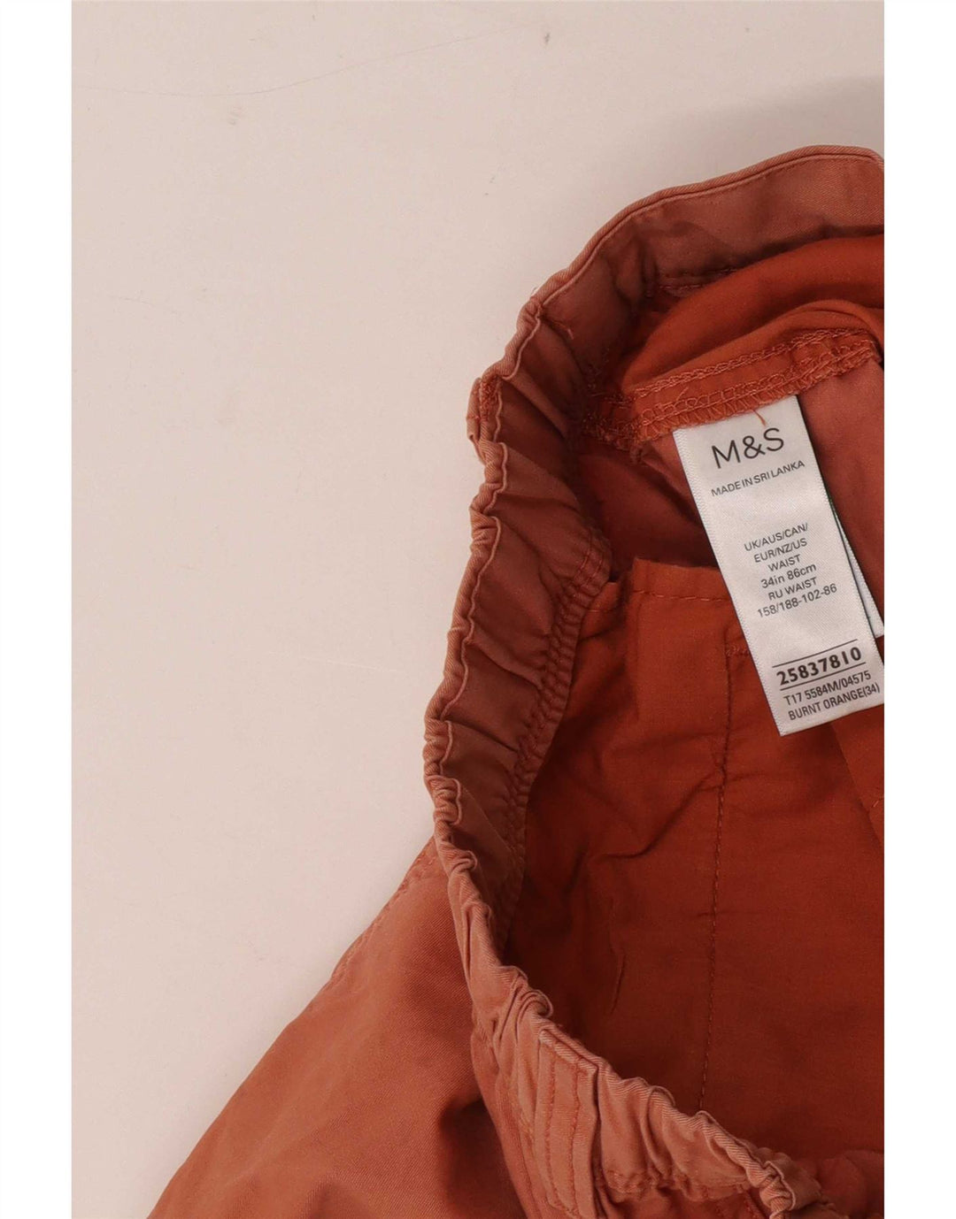 Shorts chino masculino Marks & Spencer W34 grande algodão laranja