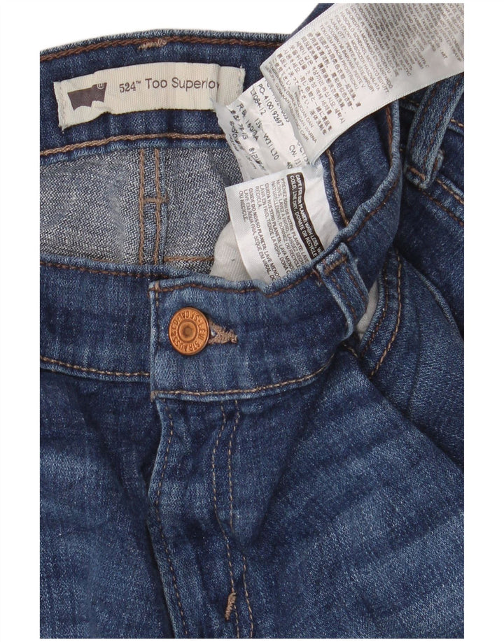 Calça jeans feminina Levi's 524 Super Low Bootcut W31 L30 azul algodão
