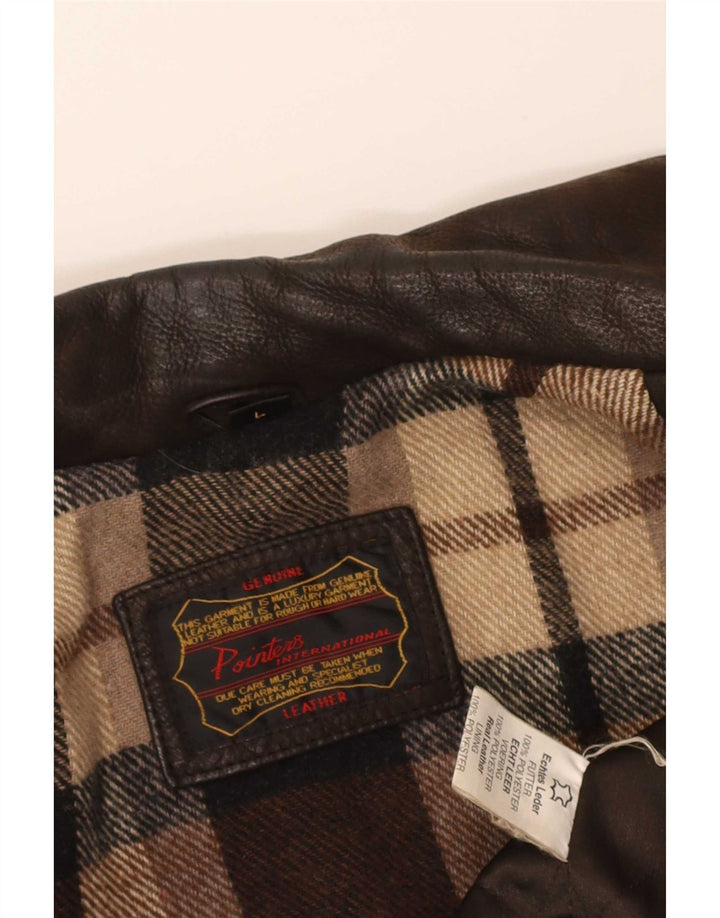 Jaqueta de couro masculina Pointers UK 40 grande marrom