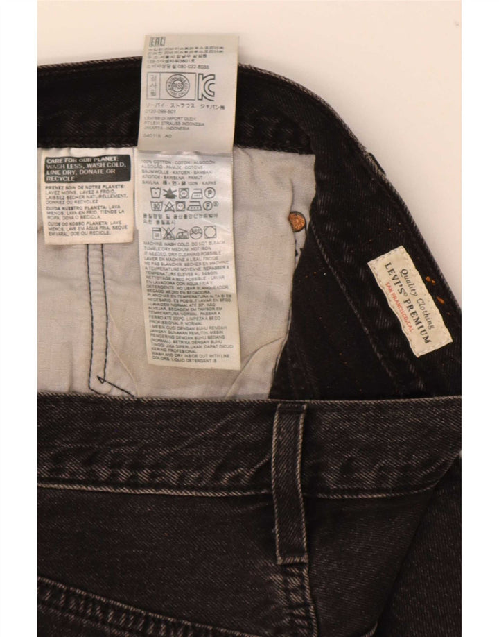 Shorts jeans feminino Levi's 501 desgastado W30 algodão preto médio