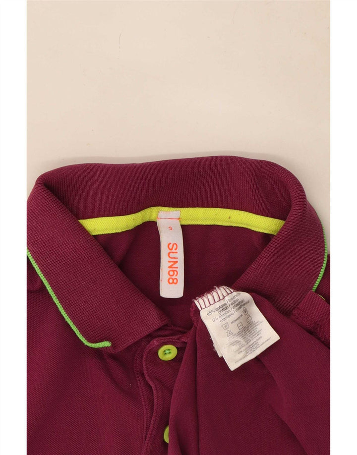 Camisa polo masculina Sun68 pequena roxa colorida em algodão