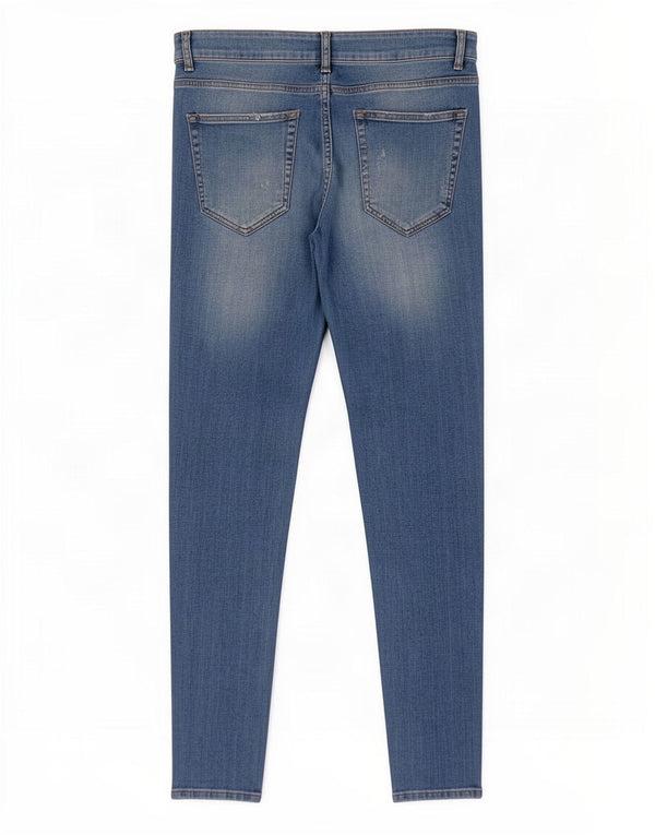 Zara Jeans skinny masculino desgastado IT 42 grande W32 L28 algodão azul