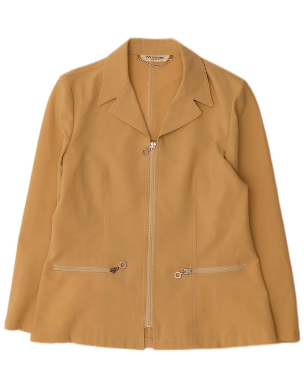 Jaqueta blazer feminina com zíper completo Ivy Oxford IT 44 poliéster bege médio