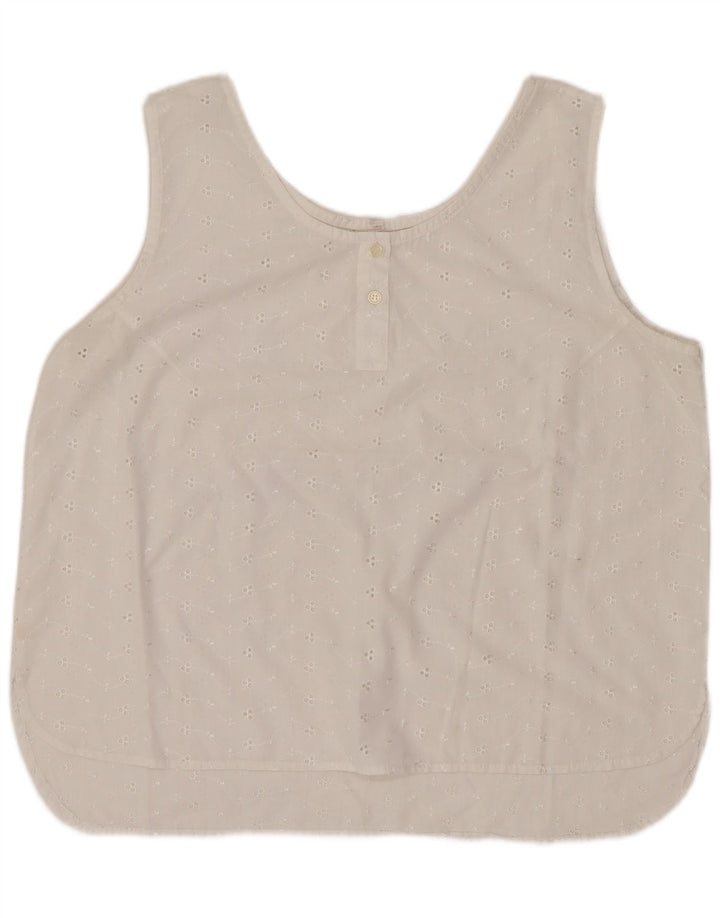 Blusa feminina vintage sem mangas top EU 44 XL algodão branco