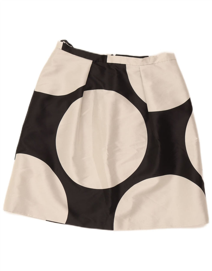 Coast Womens Saia A-Line UK 12 Médio W30 Preto Geométrico