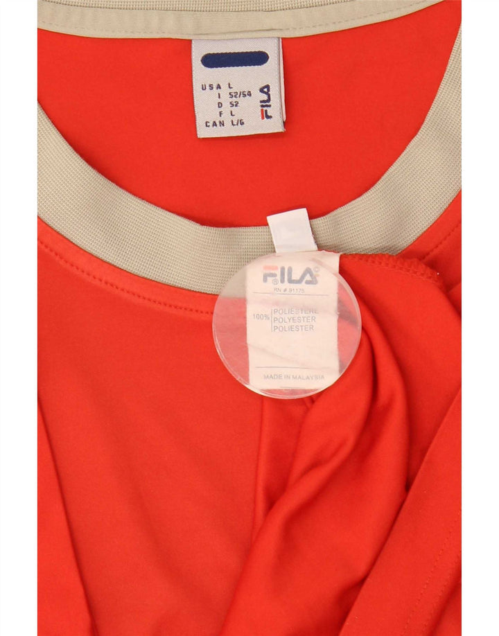 Camiseta masculina Fila Top IT 52/54 grande poliéster colorblock vermelho