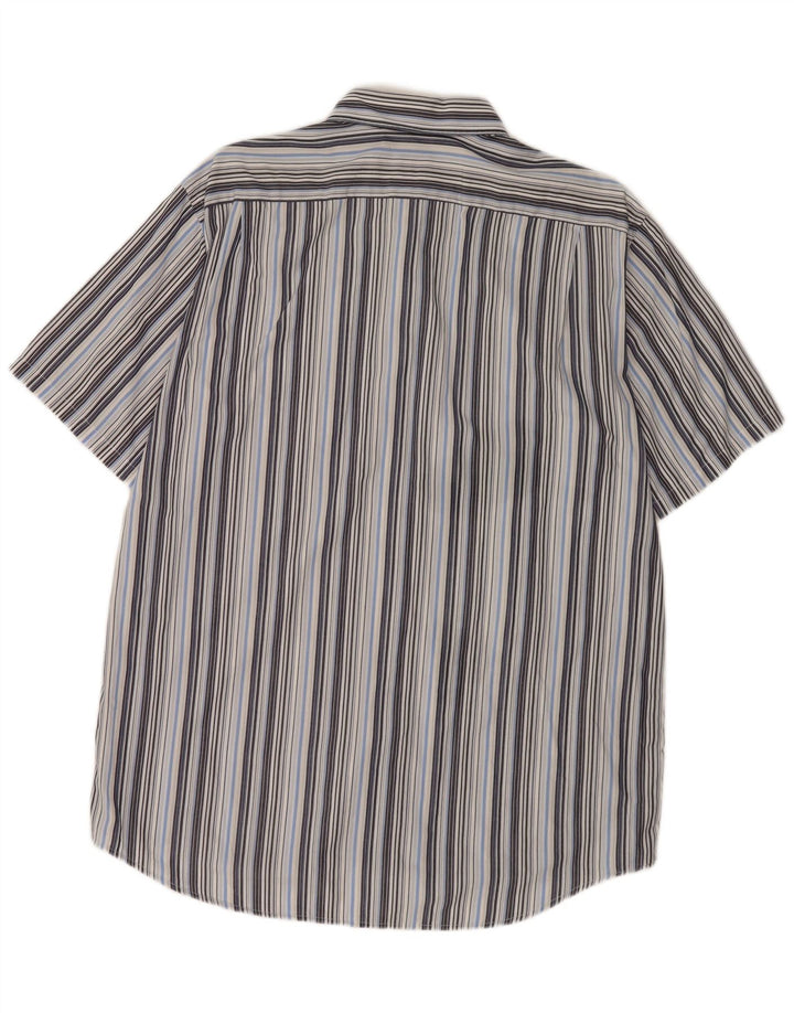 Camisa masculina de manga curta Lacoste tamanho 42 grande algodão listrado cinza